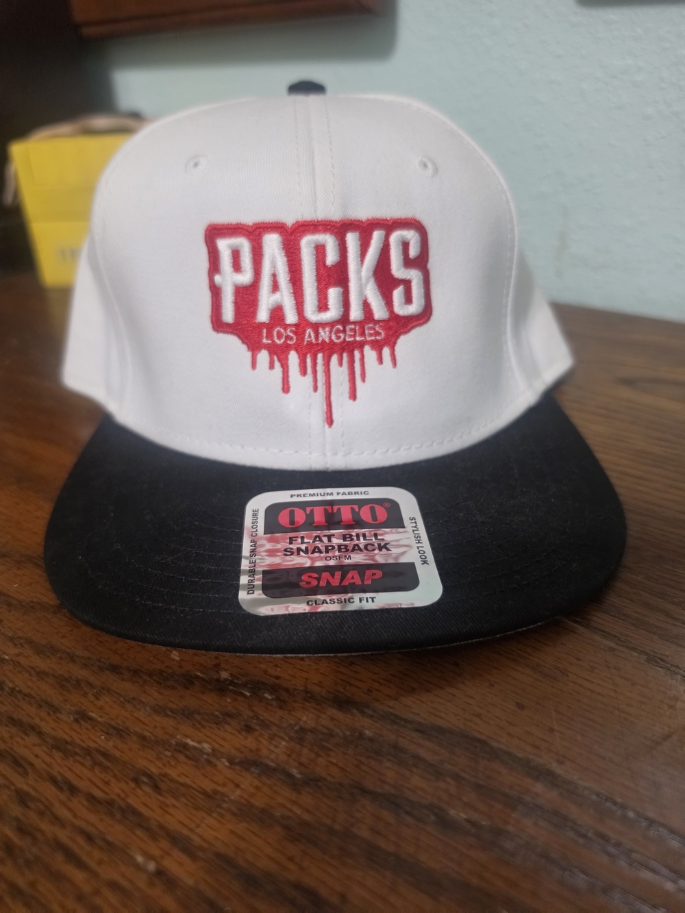 OTTO White & Black Snapback Hat with Red 'PACKS Los Angeles' Embroidered Logo